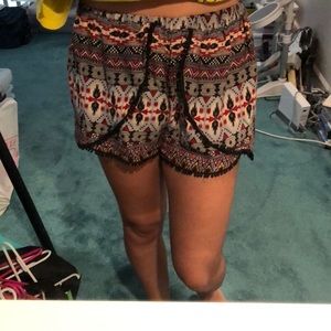 Encreme red Aztec Print trendy shorts
